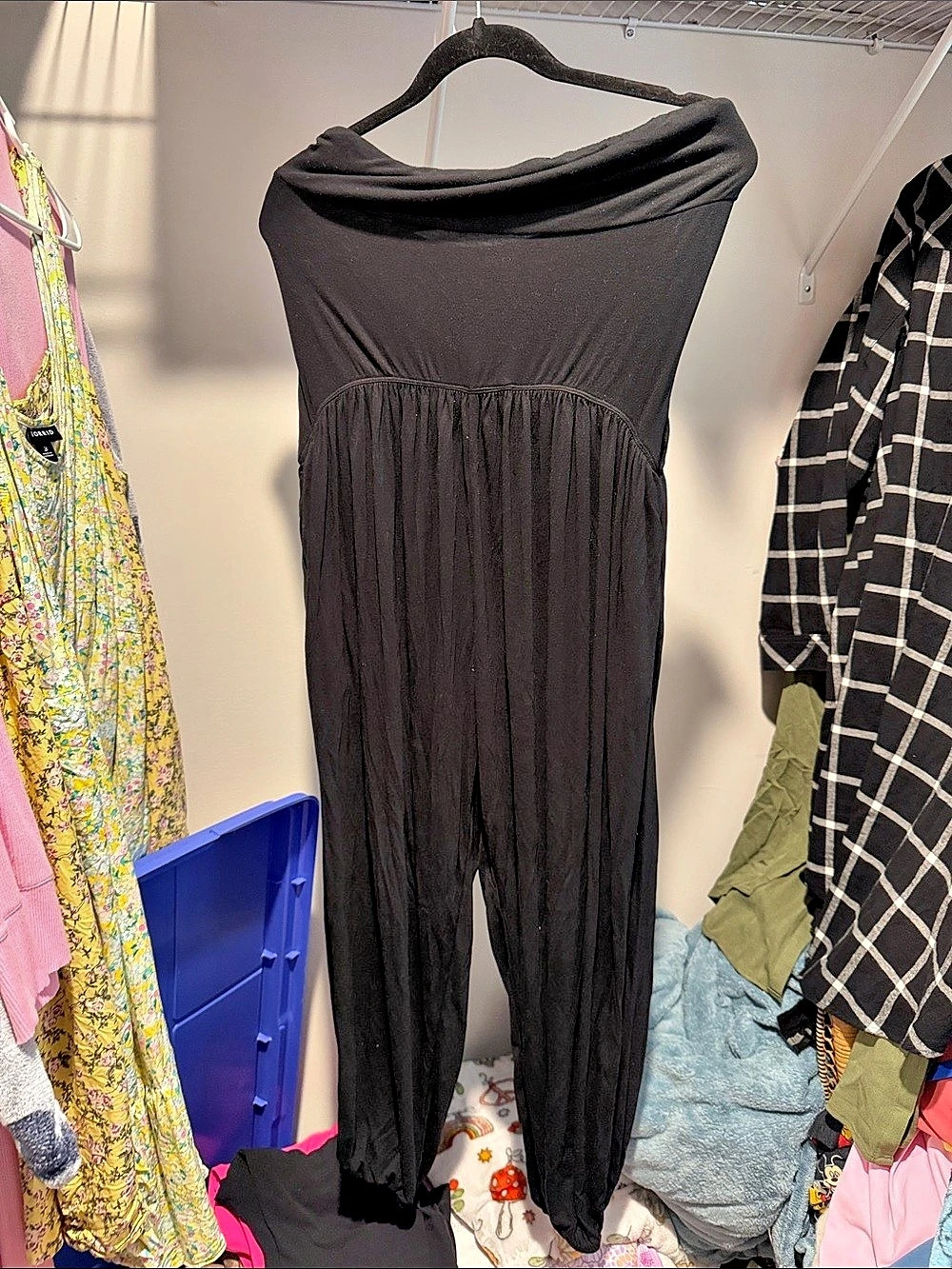 Halara Tube Backless Side Pocket Casual Jumpsuit Black Jumpsuit Size L